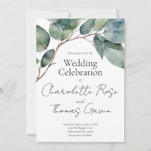 Eukalyptus weiches aquamarines Hochzeitswasser Einladung