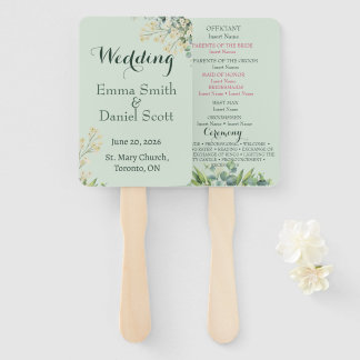 Eukalyptus & Weiße Blumen Botanische Hochzeit Fächer