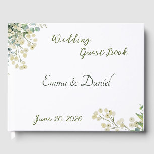 Eukalyptus & Weiße Blüten Botanische Hochzeit Gästebuch