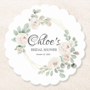 Eukalyptus Weiße Rose Floral Brautdusche Untersetzer