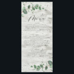 Eukalyptus-Weißholz elegantes Hochzeitsmenü Menükarte<br><div class="desc">Modernes minimales Eukalyptus einfaches,  elegantes Hochzeitsmenü mit klassischem Backer aus weißem Holz</div>