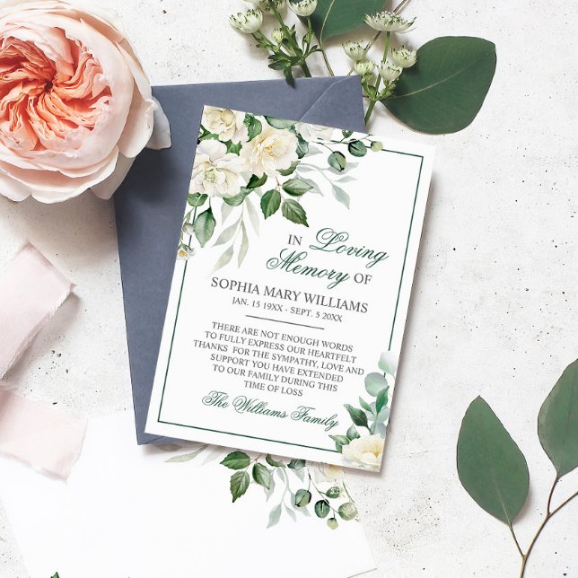 Eukalyptus White Beileid Memory Danke Karte (Von Creator hochgeladen)