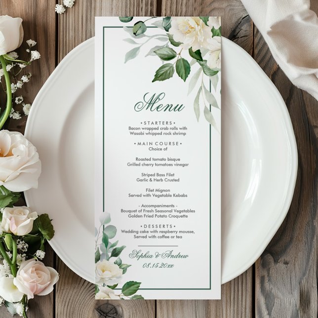 Eukalyptus White Blume Wedding Menu Menükarte (Von Creator hochgeladen)