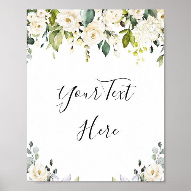 Eukalyptus White Roses Blumenschildkröte Poster (Vorne)