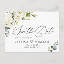 Eukalyptus White Roses Boho Wedding Save the Date
