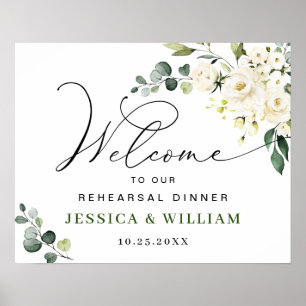 Eukalyptus White Roses Probe Dinner Poster