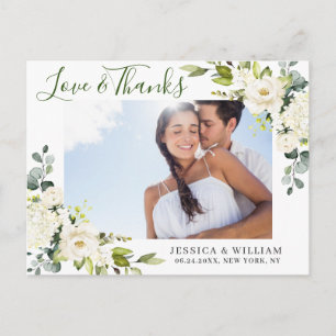 Eukalyptus White Roses Wedding Foto Vielen Dank Postkarte