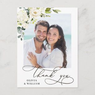 Eukalyptus White Roses Wedding Foto Vielen Dank Postkarte