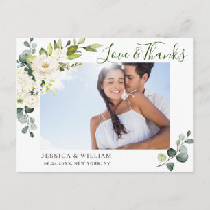 Eukalyptus White Roses Wedding Foto Vielen Dank Postkarte