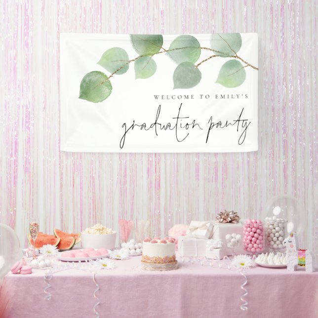 Eukalyptus Willkommen im Banner der Graduierungspa (Party)