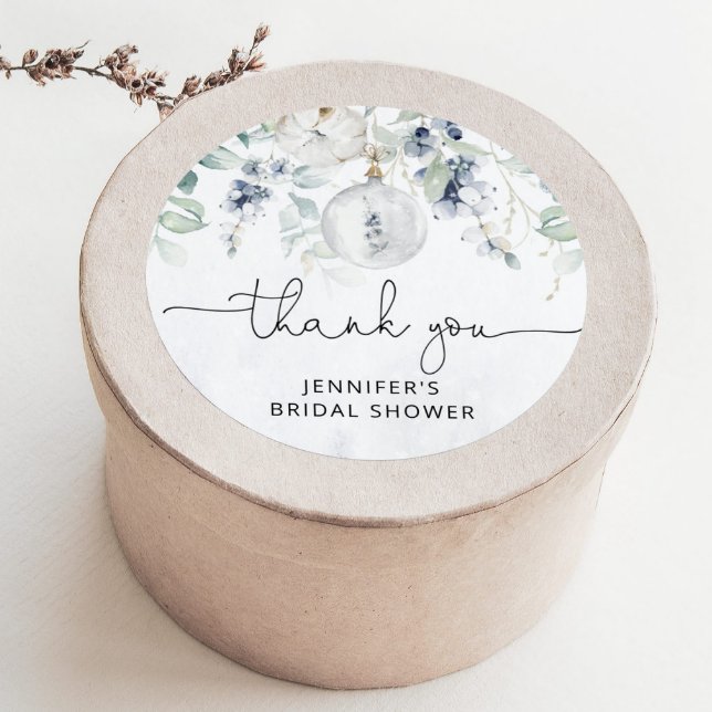 Eukalyptus-Winter-Brautparty Runder Aufkleber (Von Creator hochgeladen)