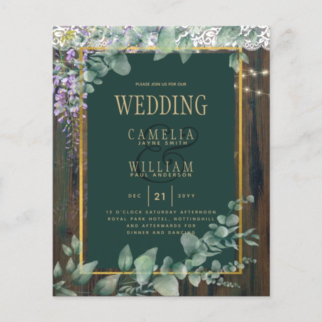 Eukalyptus Wisteria WEDD Rustic Lace INV Flyer (Vorne)
