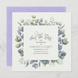 Eukalyptus with Lavender Blume Square Wedding Save The Date