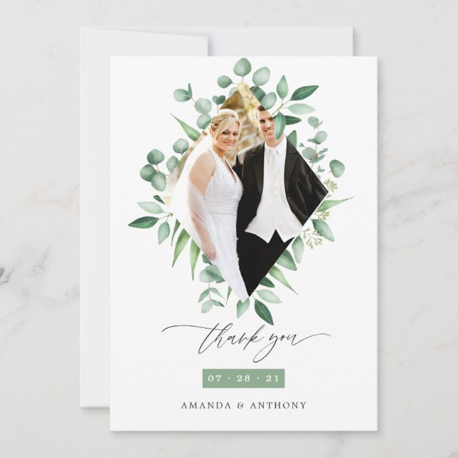 Eukalyptus Woodland Greenerity Wedding Dankeskarte (Vorderseite)