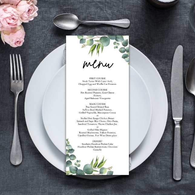 Eukalyptus Woodland Wedding Menu Menükarte (Von Creator hochgeladen)