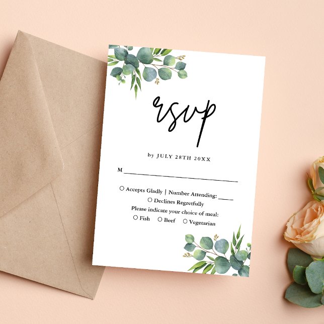 Eukalyptus Woodland Wedding RSVP Karte (Von Creator hochgeladen)