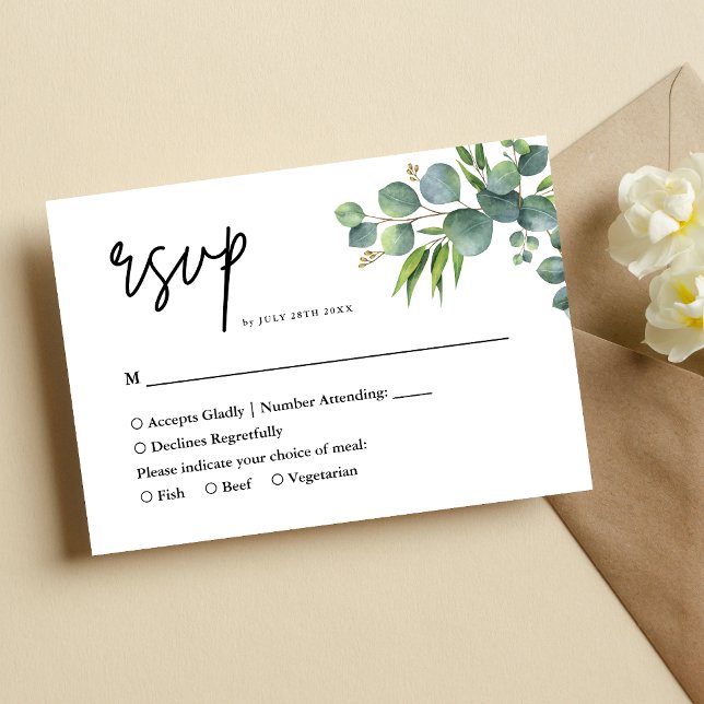Eukalyptus Woodland Wedding RSVP Karte (Von Creator hochgeladen)
