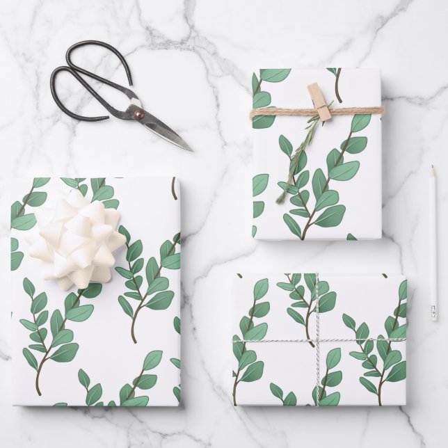 Eukalyptus Wrapping Paper-Set Geschenkpapier Set (Vorderseite)