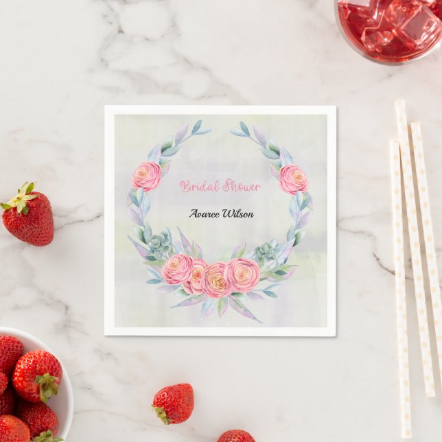 Eukalyptus-Wreath-Aquarell und Rosen Serviette (Beispiel)