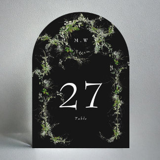 Eukalyptus Wreath Black Monogram Arch Tischnummer