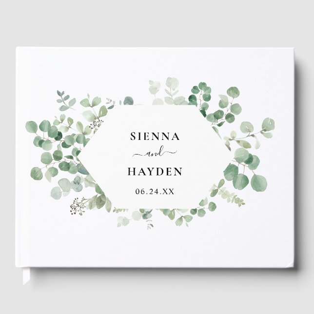 Eukalyptus Wreath Botanical Wedding Guest Book Gästebuch (Vorderseite)