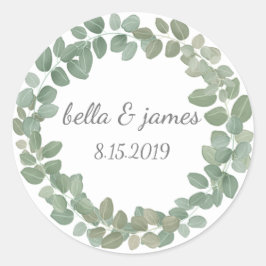 Eukalyptus Wreath Classic Round Sticker