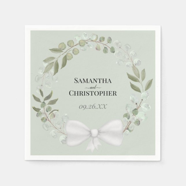 Eukalyptus Wreath Elegante Grüne Hochzeit Serviette (Vorderseite)
