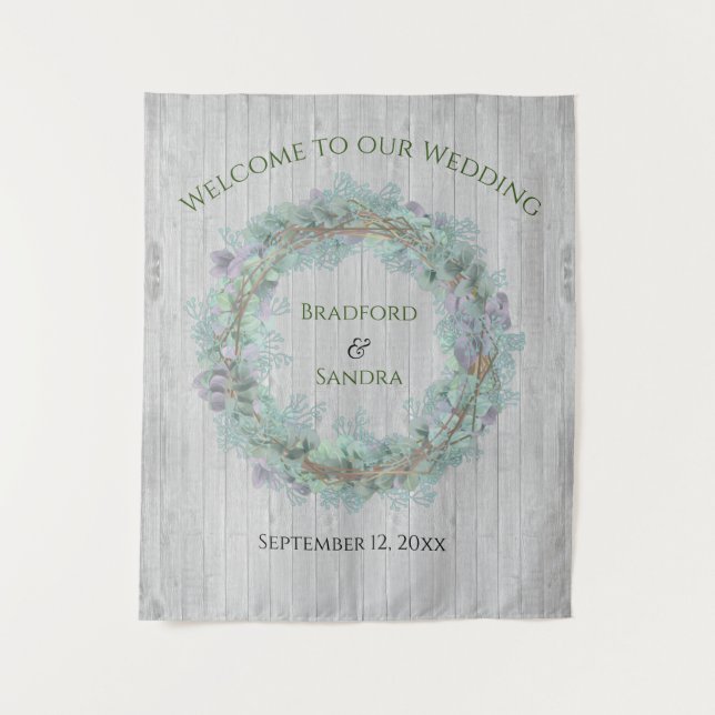 Eukalyptus Wreath Greenerenerity Gastgeschenke Hoc Wandteppich (Vorderseite)