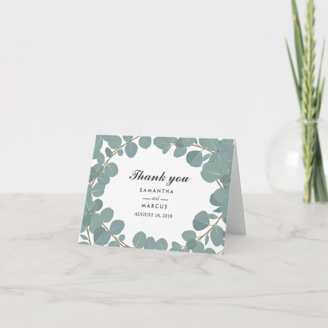 Eukalyptus Wreath Greenerenerity Wedding Dankeschö Dankeskarte (Vorderseite)