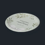 Eukalyptus Wreath Mint Green Wedding Pappteller<br><div class="desc">Diese schönen Teller aus Papier eignen sich perfekt für eine Hochzeitsfeier im Hinterhof. Sie sind mit einem handgemalten Aquarellkranz aus Eukalyptus-Blätter,  einem Blätterdach in Moosfarben und Salbei-Grün auf einem hellen,  minzfarbenen Hintergrund,  mit Ihren Namen und dem Hochzeitstag im Inneren versehen. Rustikal,  elegant und schick,  diese Teller werden sicher gefallen.</div>