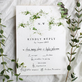 Eukalyptus Wreath Monogram Wedding RSVP Karte
