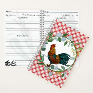 Eukalyptus Wreath & Rooster Bauernhof Rezept Notizbuch