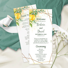 Eukalyptus Yellow Flowers Hochzeitsprogramm Programm