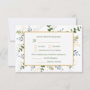 Eukalyptus Zwei Mahlzeiten Wahl Hochzeit RSVP Karte