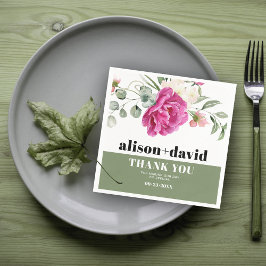 Eukalyptus-Zweig Rosa-Weiße Blume Hochzeit Serviette