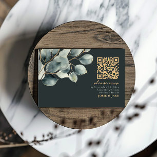 Eukalyptus-Zweigstelle, grüne Hochzeit QR-uAwg RSVP Karte