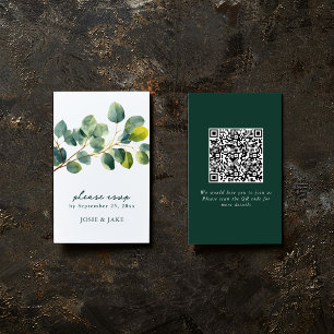 Eukalyptus-Zweigstelle Hochzeit qr-Code-uAwg Begleitkarte