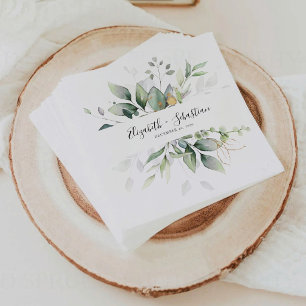 Eukalyptusblatt-Grünzeug-Hochzeitsservietten Serviette