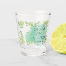 Eukalyptusblätter Grün Hochzeit Schnapsglas