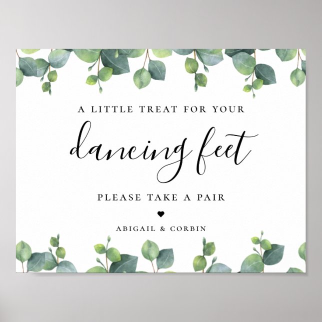 Eukalyptusblätter Hochzeit Flip Flops Poster (Vorne)