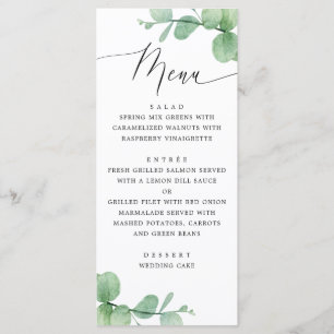 Eukalyptusblätter-Hochzeit   Wasserfarbe Botanisch Menükarte