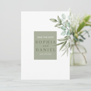 Eukalyptusblätter Minimalist Save The Date