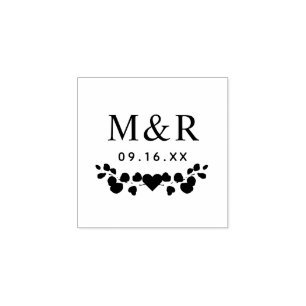 Eukalyptusblätter Paare Monogramm Gummistempel