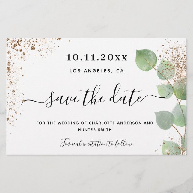 Eukalyptusgold Save the Date (Vorderseite)
