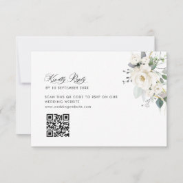 Eukalyptusgrün Hochzeit QR Code RSVP Karte