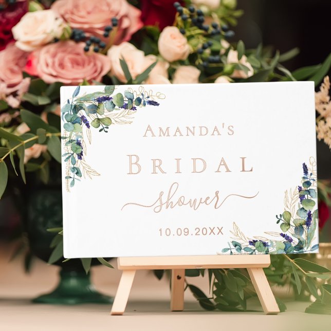 Eukalyptusgrün Rose Gold Brautparty Gästebuch (Von Creator hochgeladen)