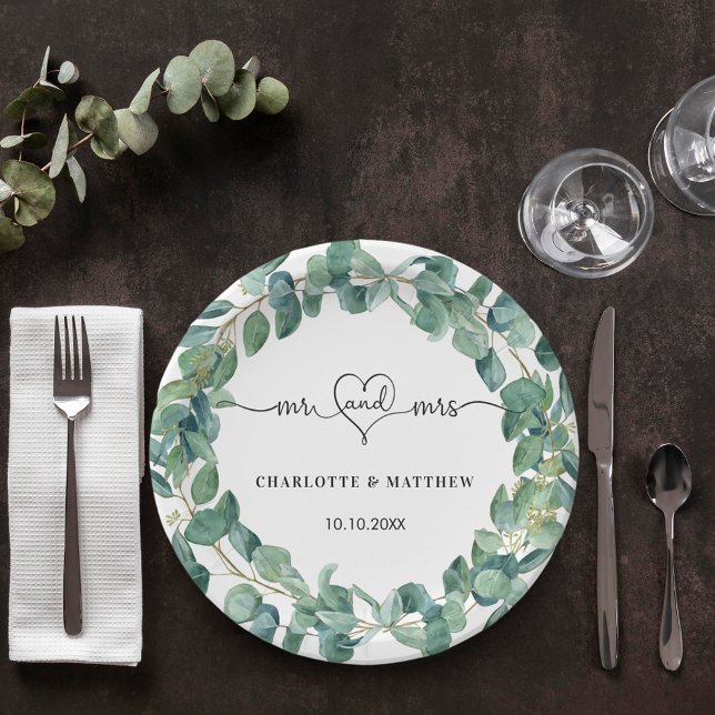 Eukalyptuskranz-Hochzeit Pappteller (Von Creator hochgeladen)