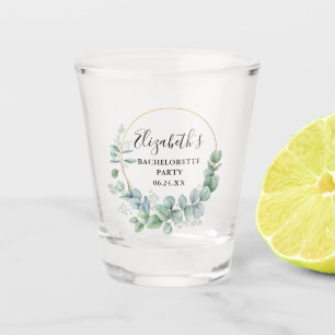 Eukalyptuswatercolor-Grün-Junggeselinnen-Abschied Schnapsglas