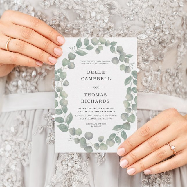 Eukalyputus Dusty Blue Wedding Einladung (Von Creator hochgeladen)