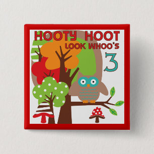 Eule 3. Geburtstag T - Shirt und Geschenke Button